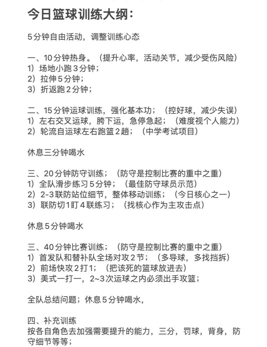 篮球训练计划全集视频